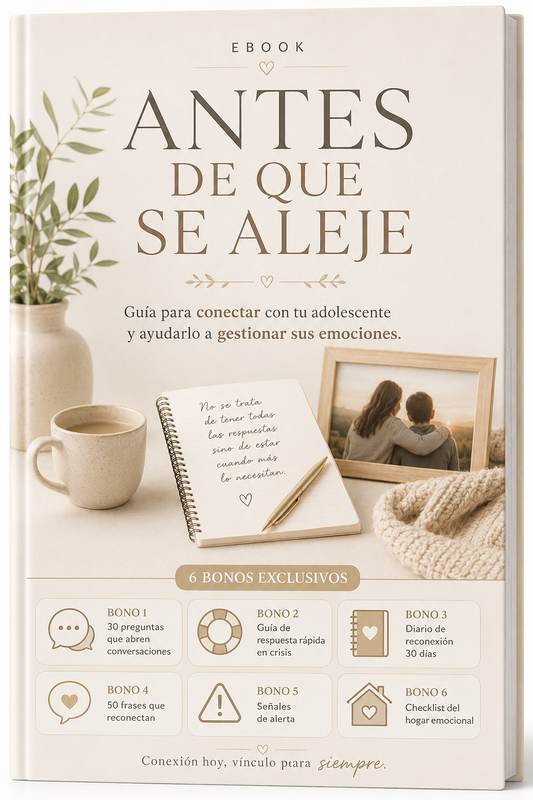 ANTES DE QUE SE ALEJE: Guía para conectar con tu adolescente y ayudarlo a gestionar sus emociones. +6 Bonos de regalo